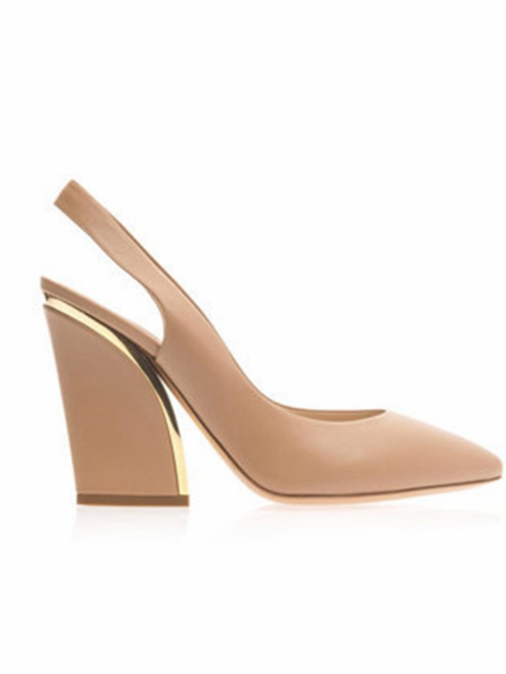 Chloe Brown Pointed-Toe Slingback Pumps